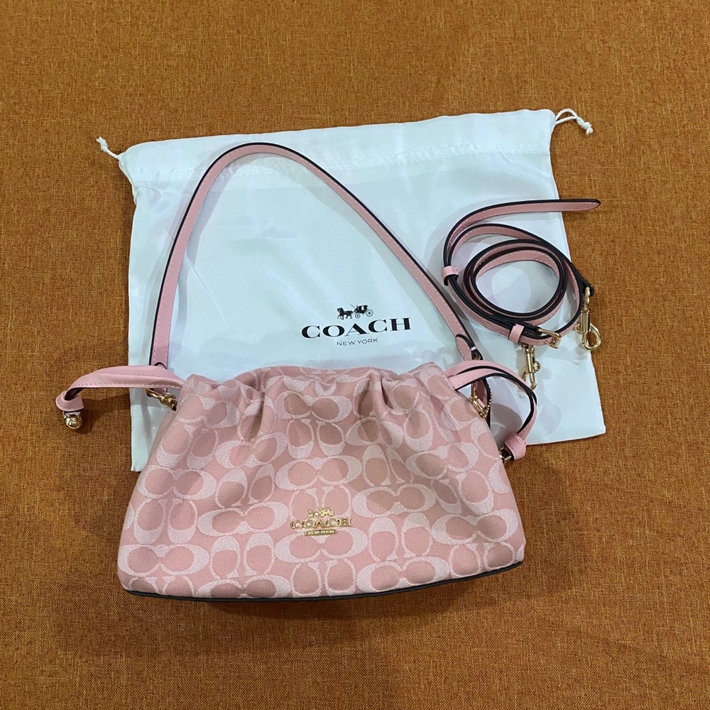 Coach Pink Signature Drawstring Shoulder Bag